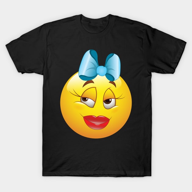 Cute Female Smiley Face Emoticon T-Shirt by allovervintage